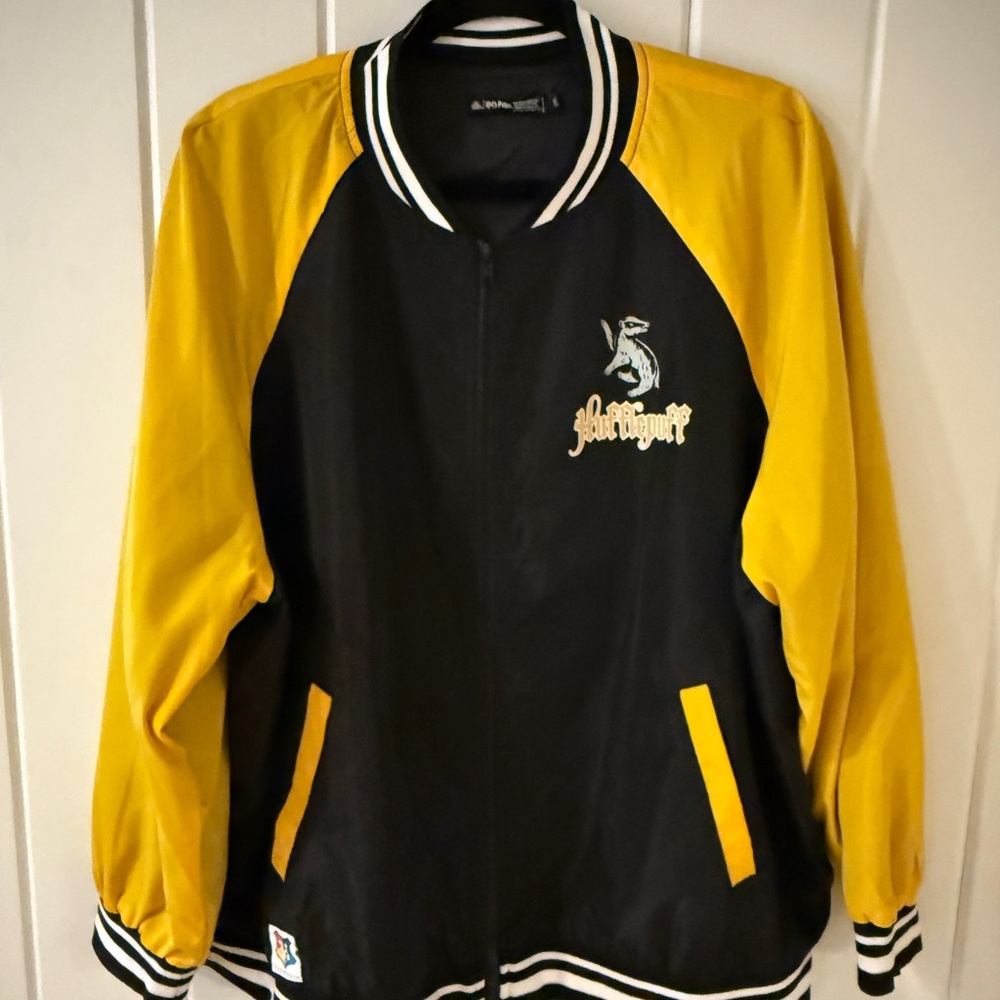 Harry Potter hufflepuff Black and yellow bomber jacket windbreaker 2xl